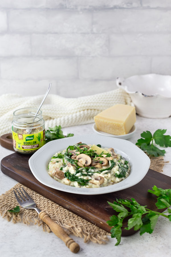 Spinat Risotto mit Champignons