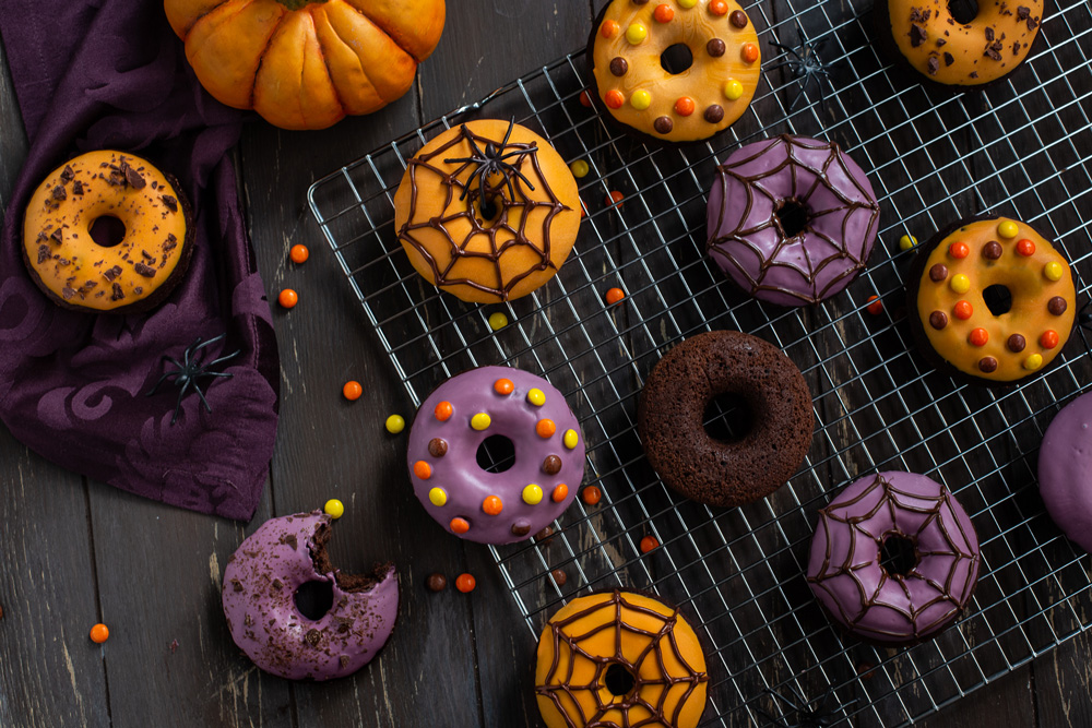Gebackene Schoko Halloween Donuts